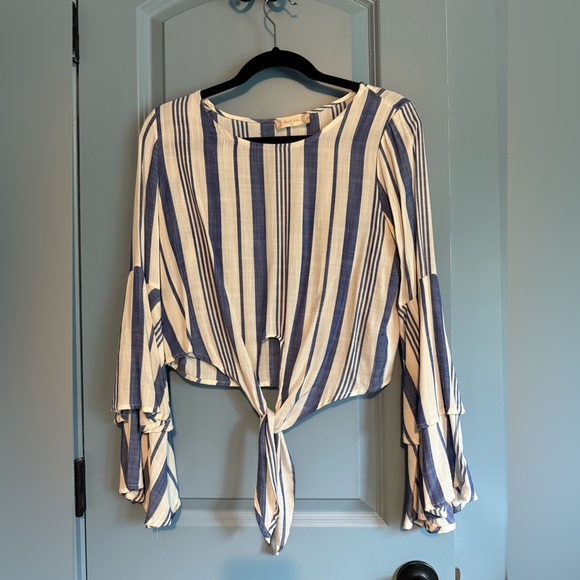 Altar'd State Blue and White Striped Blouse - XS - Picture 1 of 5